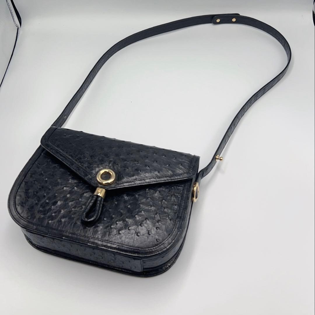 美品✨COMTESSE コンテス 2WEYショルダーバッグ　オーストリッチ　黒