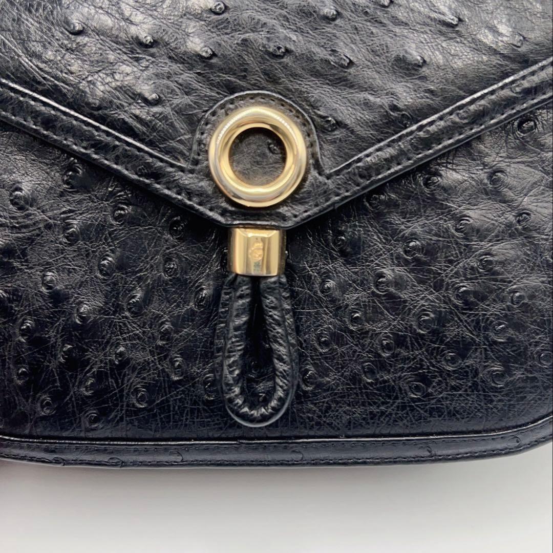 美品✨COMTESSE コンテス 2WEYショルダーバッグ　オーストリッチ　黒