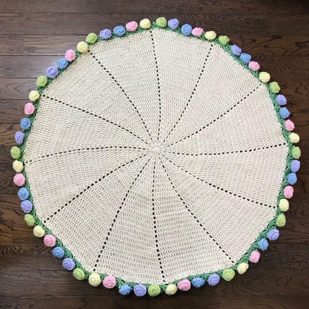 ブーケブランケット　花束ブランケット　薔薇　バラ　編み物　かぎ針編み