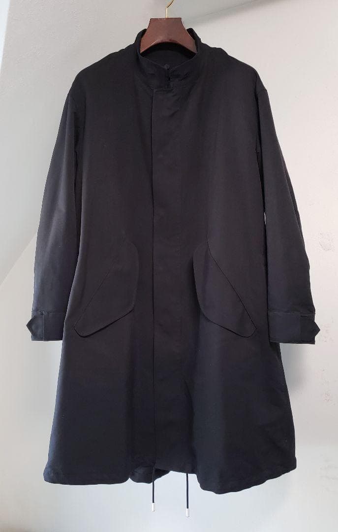 RERACS 着脱可能フード付き ロングモッズコート ブラック 日本製 YKK