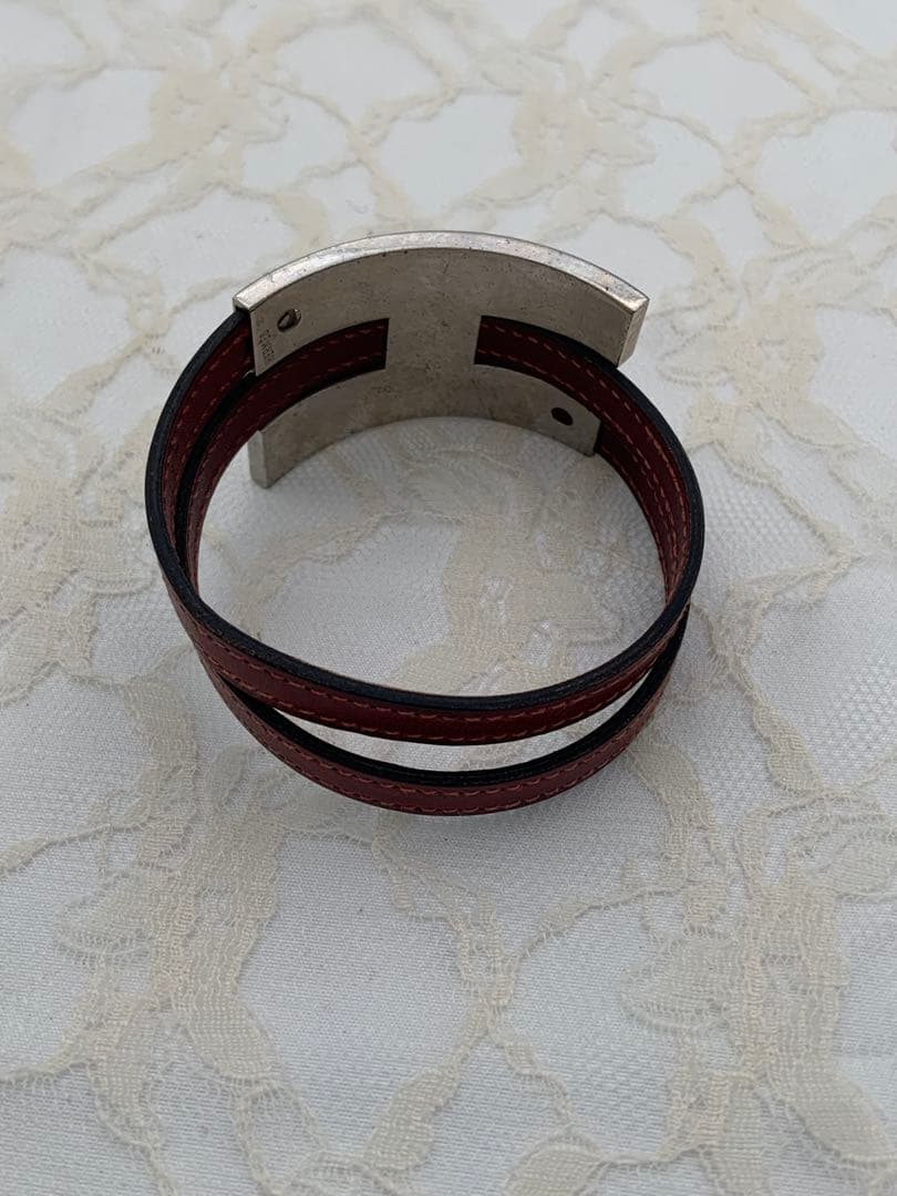 エルメス バングル プスプス シルバー レザー H ブレスレット