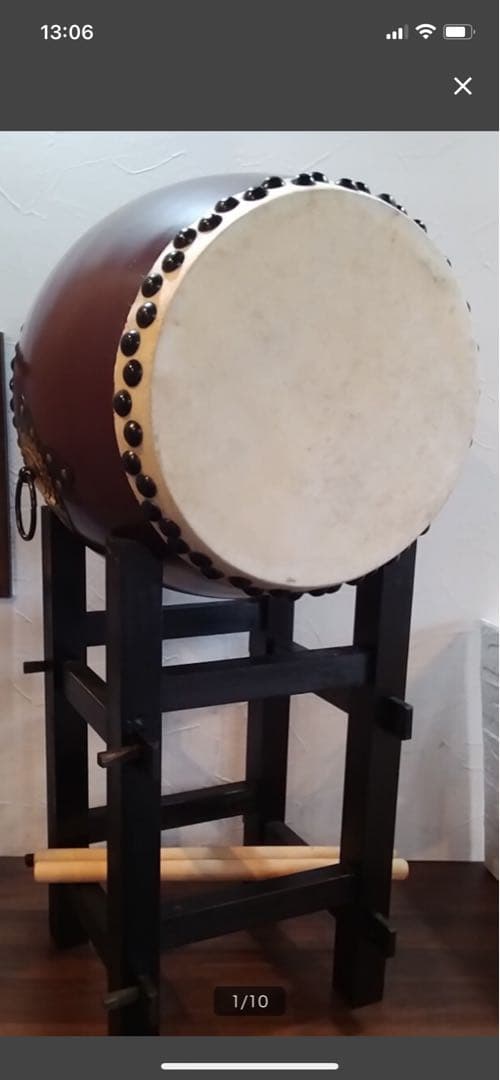 和太鼓 長胴太鼓　木製スタンド付き　打楽器 和楽器 鼓 夏祭り 町内会 盆踊り