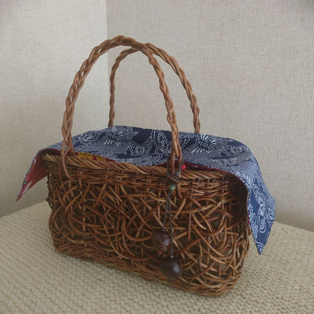 あけびかごバッグ チャーム カバー付き ハンドメイド