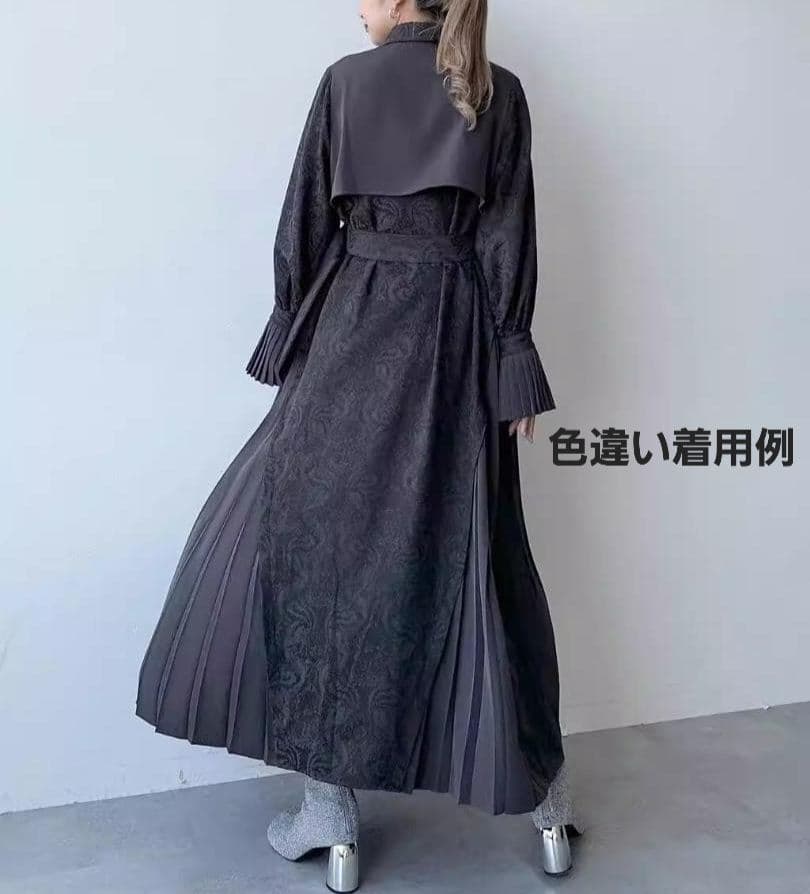 旅*読様 限定レア色✨ハレHAREサイドプリーツワンピースジャガードキリカエフラ