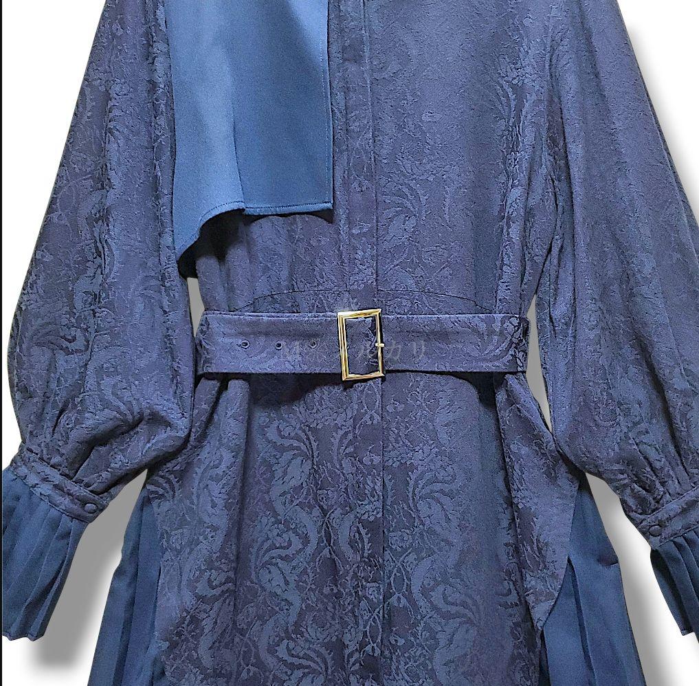 旅*読様 限定レア色✨ハレHAREサイドプリーツワンピースジャガードキリカエフラ