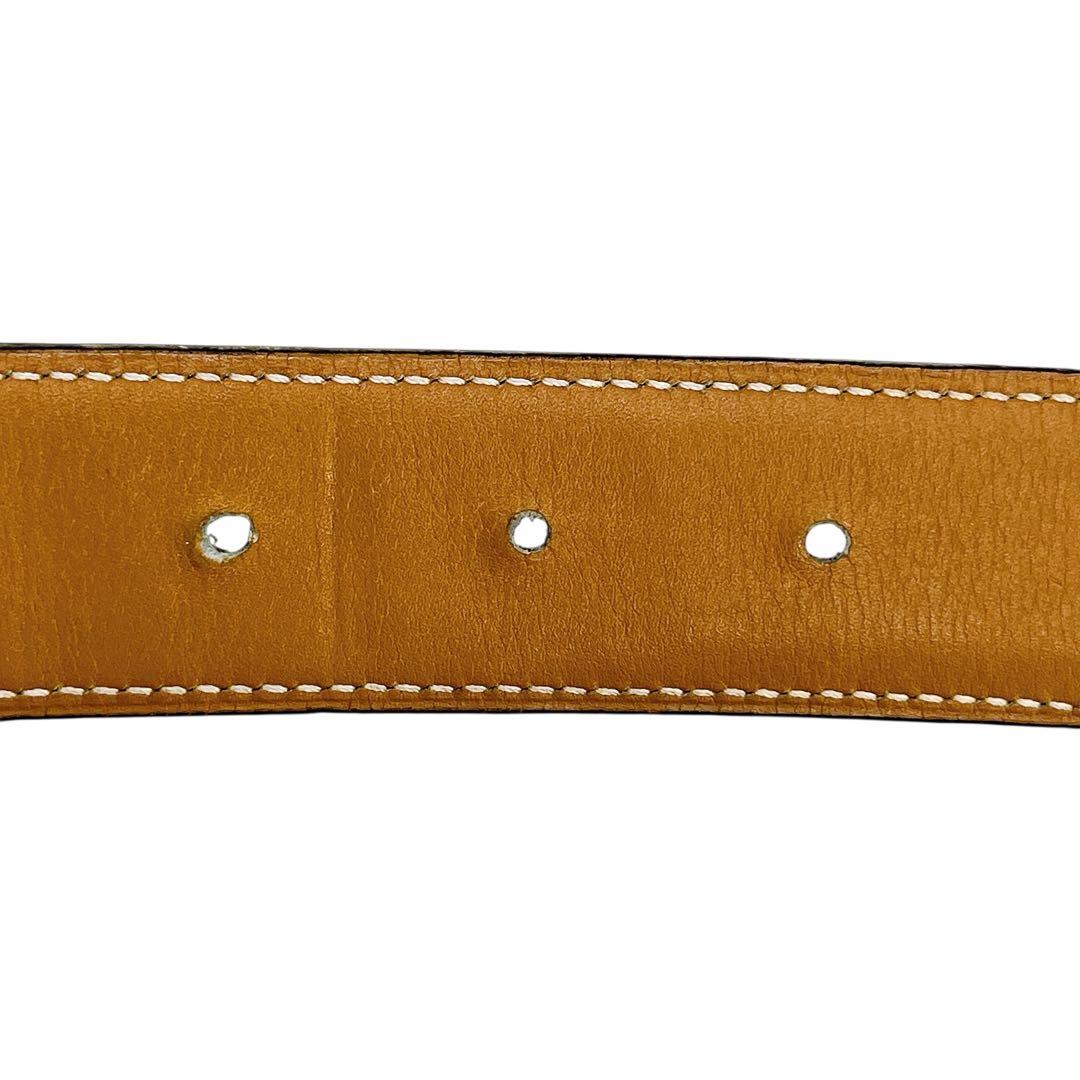 良品 エルメス クロコ エレファントバックル ベルト 75 ブラック ゴールド