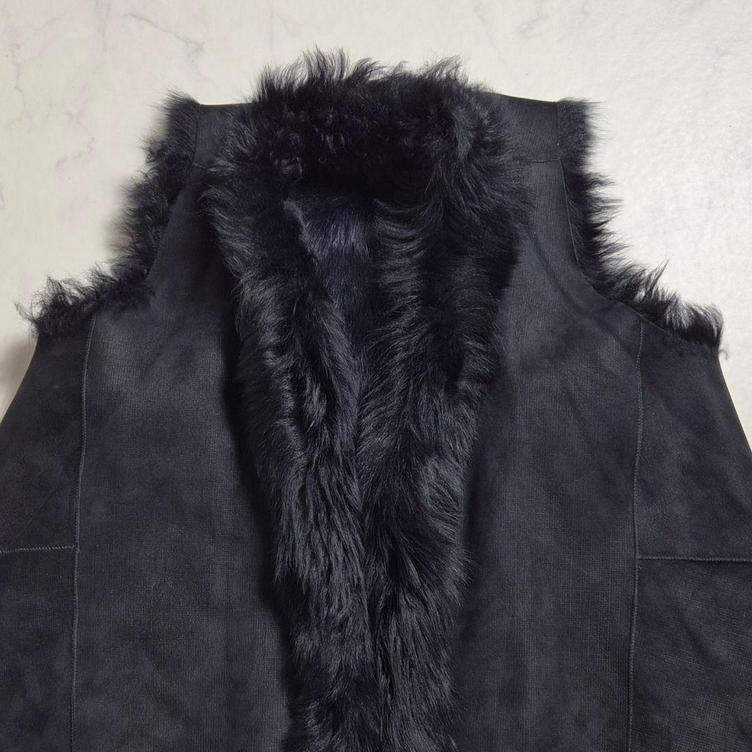 【美品】カールドノヒュー 毛皮 ムートンベスト 黒 S