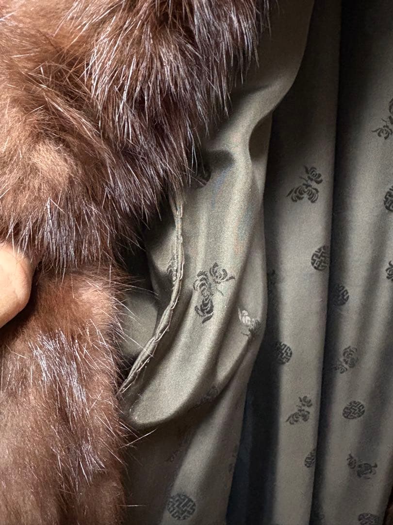 毛皮ロングコート ブラウン