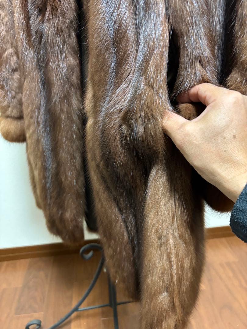 毛皮ロングコート ブラウン