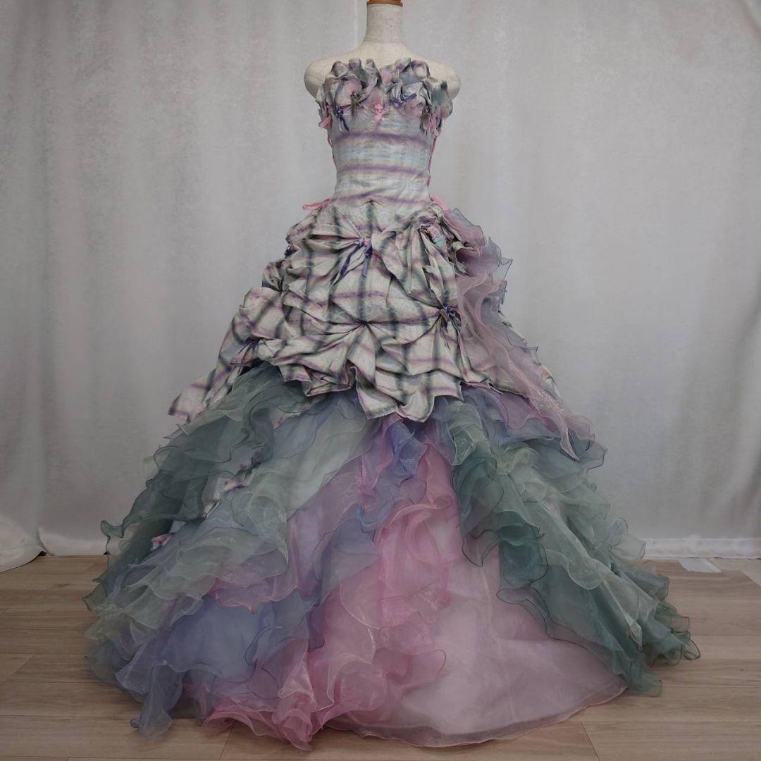 7-9号★NICE CLAUP★サイド編み上げカラードレス