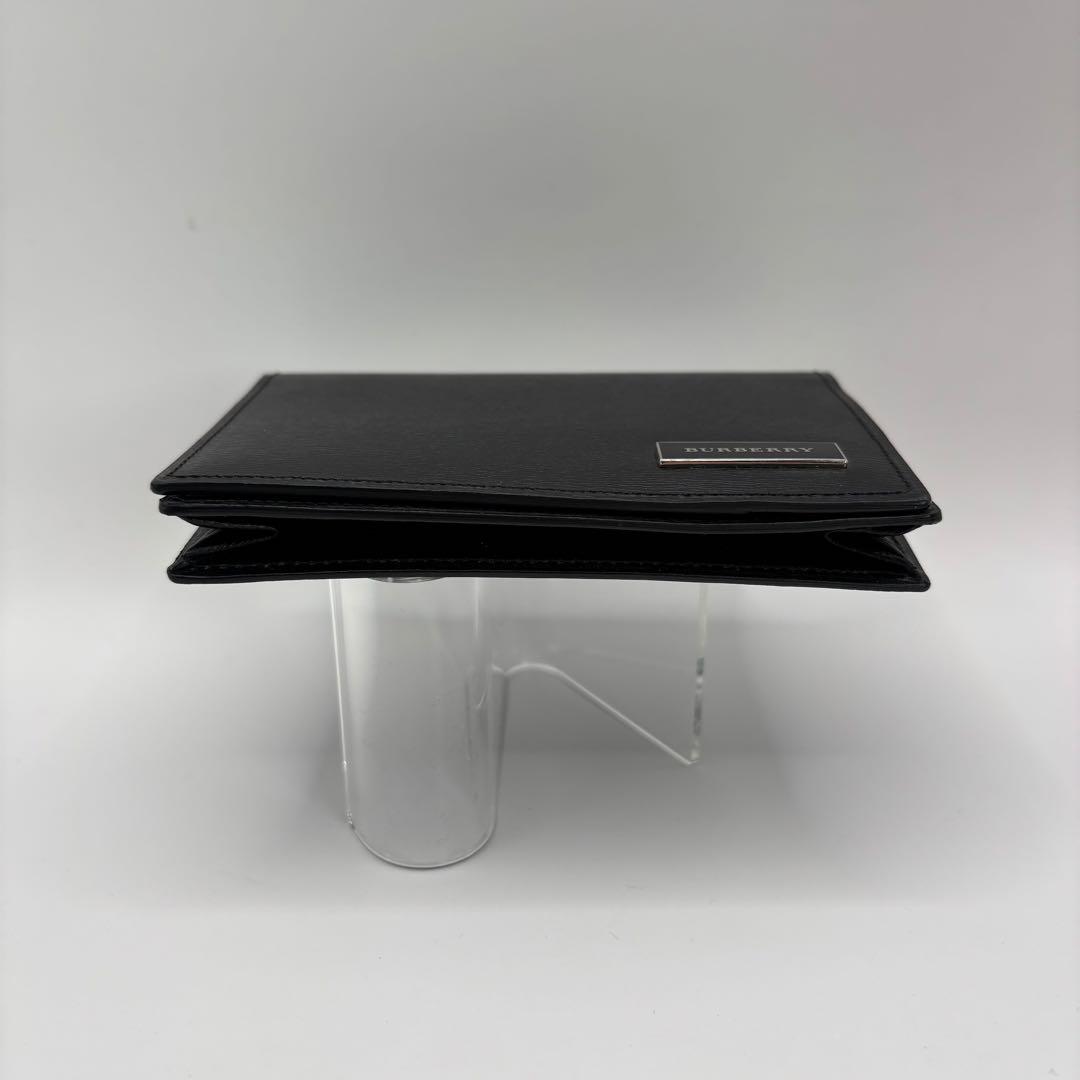 BURBERRY 名刺入れ　カードケース　ブラック　プレート　シルバー　レザー