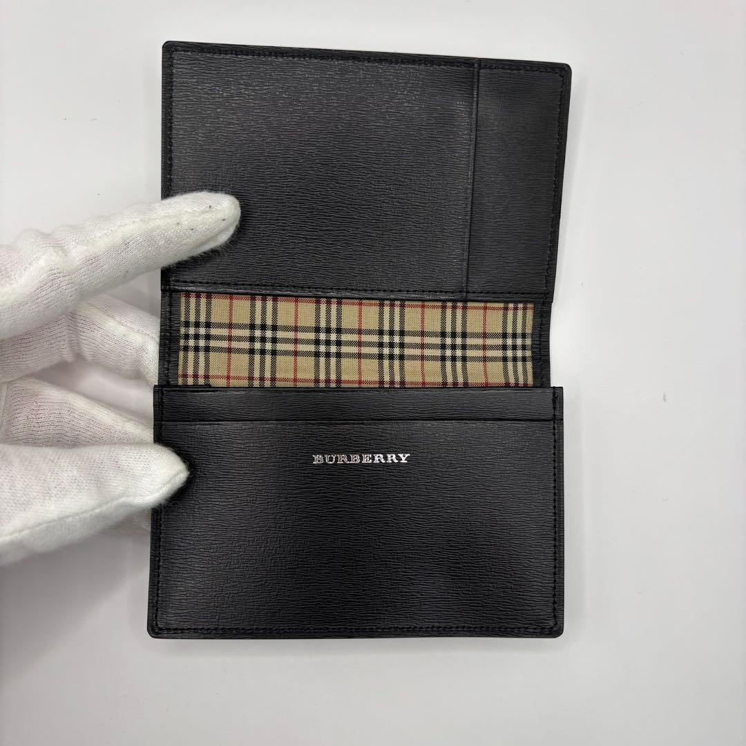 BURBERRY 名刺入れ　カードケース　ブラック　プレート　シルバー　レザー
