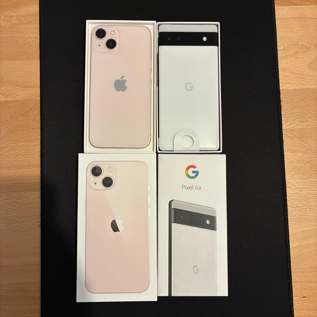 【美品】iPhone 13 128GB ピンク＋pixel6a 128GB 白