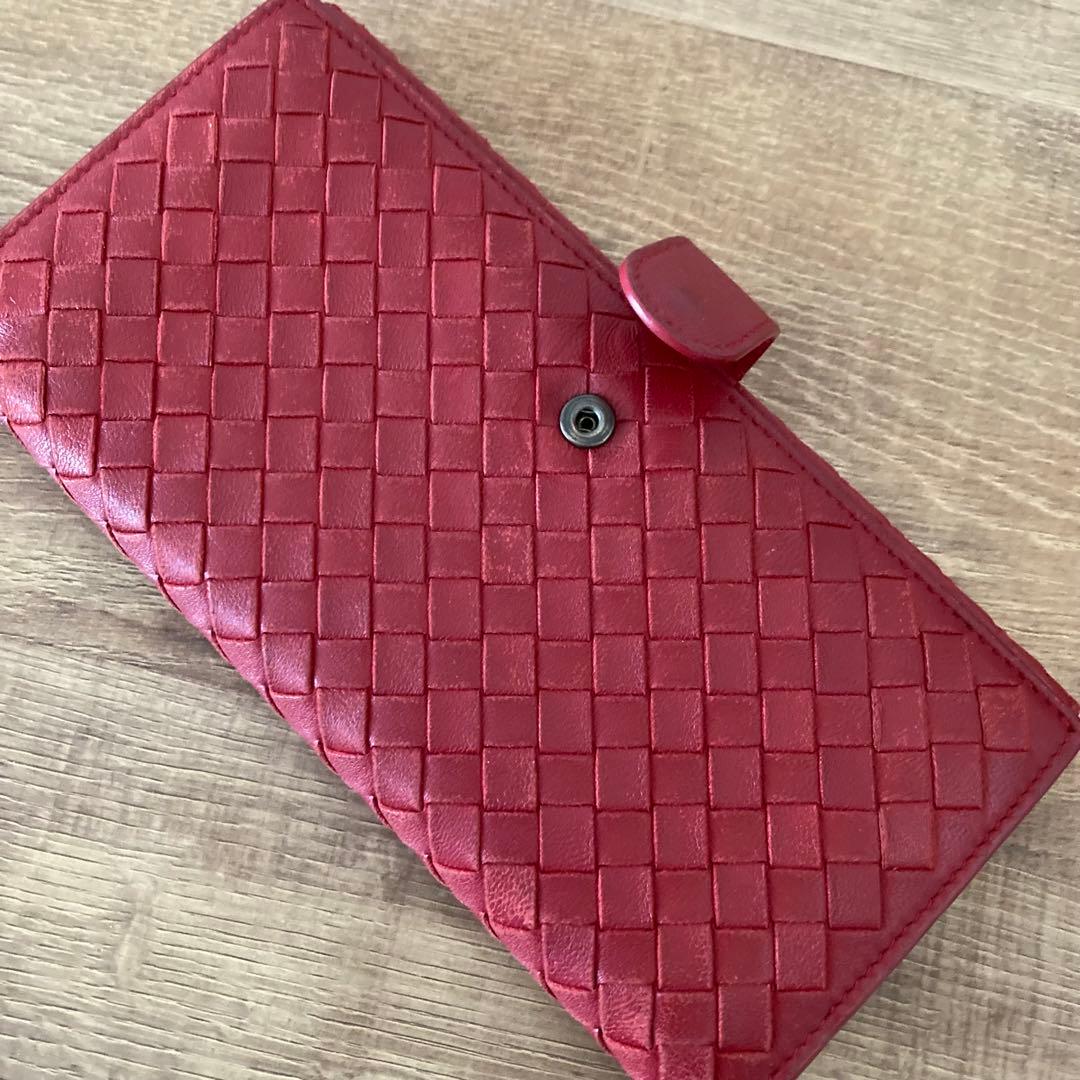BOTTEGA VENETA ボッテガ イントレチャート 長財布 レッド 赤