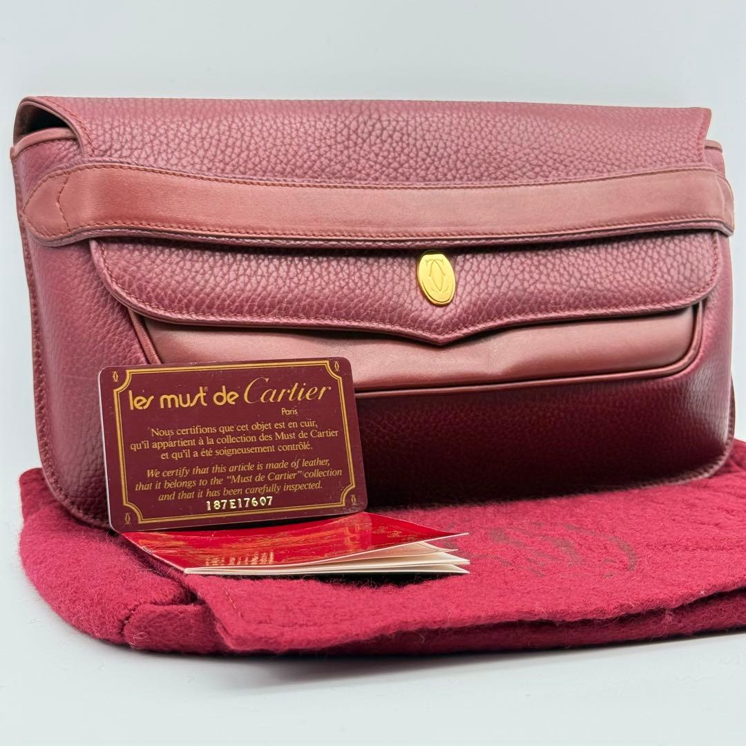 ✨美品✨カルティエ マストライン ボルドー クラッチバッグ 保存袋付 Gカード付
