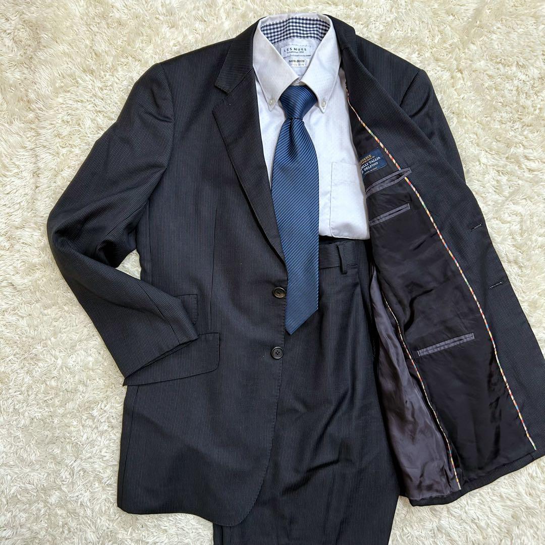 美品✨ポールスミス　マルチストライプ　セットアップ　スーツ ブラック