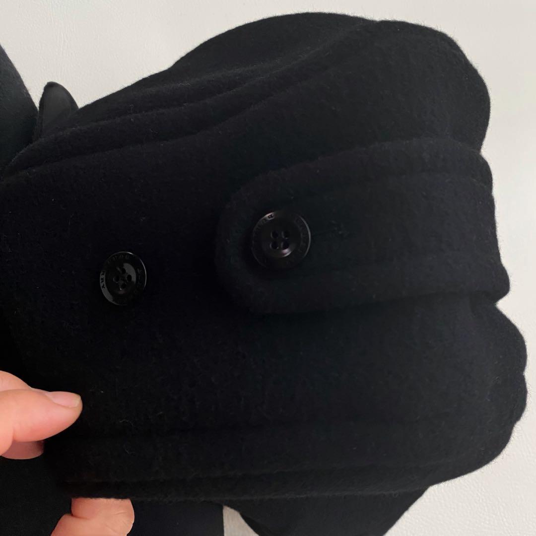 【ティッシ期】　ITL52　メガチェック　立ちフード　黒　ダッフル 100cm