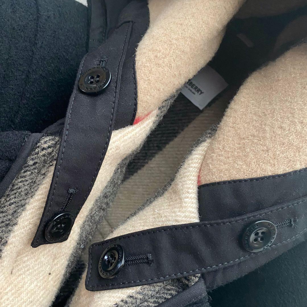 【ティッシ期】　ITL52　メガチェック　立ちフード　黒　ダッフル 100cm