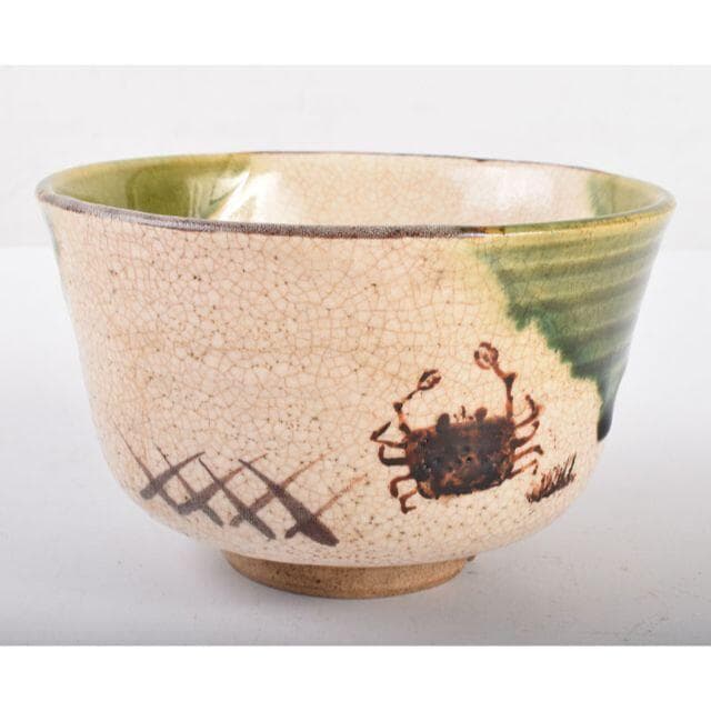 花蟹絵　茶碗　黒田陶