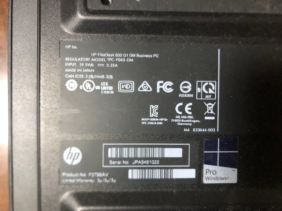 パソコン本体　HP EliteDesk 800 G1 DM ビジネスPC ゲーム
