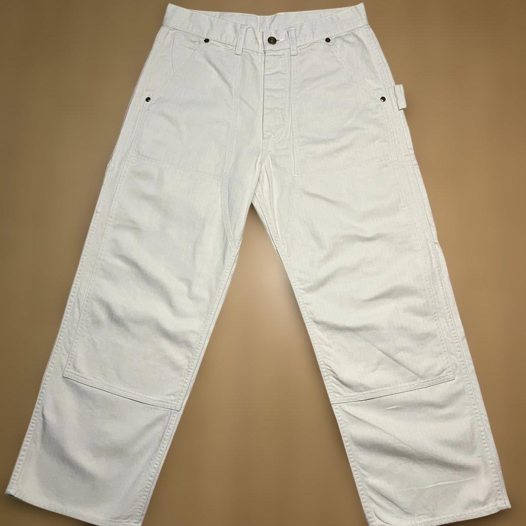 リアルマッコイズ　ホワイトHBTダブルニーワークパンツ　W30 ペインターパンツ
