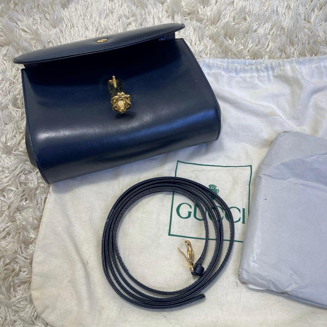 Gucci クラッチバッグ ネイビー レザー
