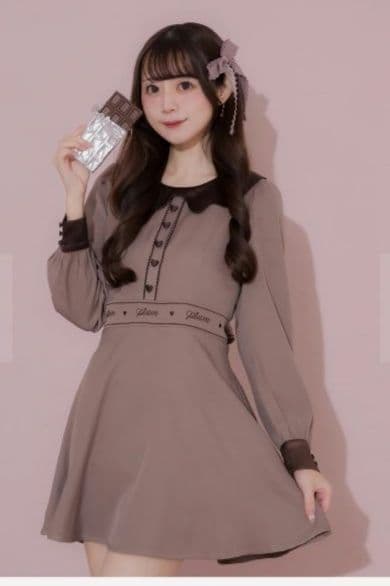 【pium】メルティーチョコレートワンピース モカ