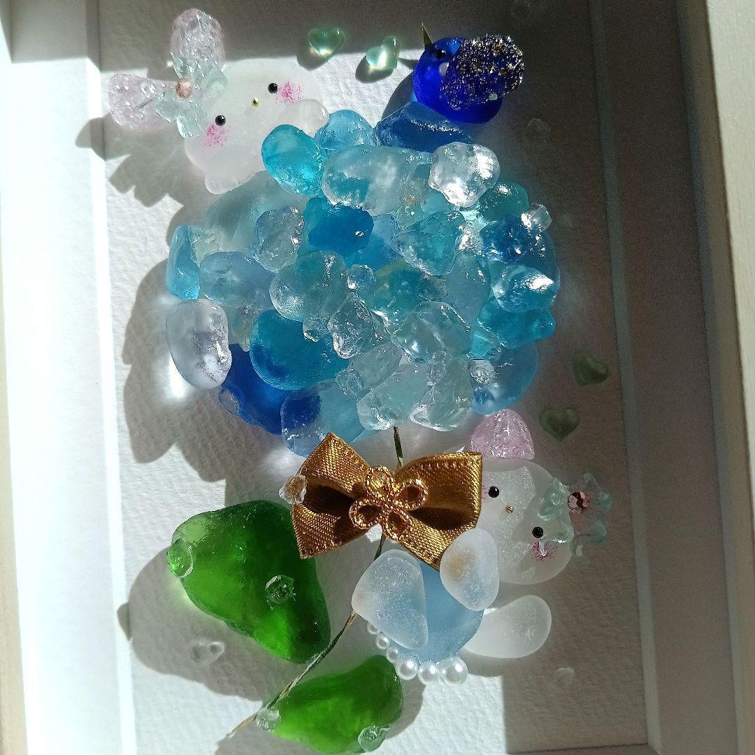 シーグラスアート　♡紫陽花のお花で夢飛行BIG♡