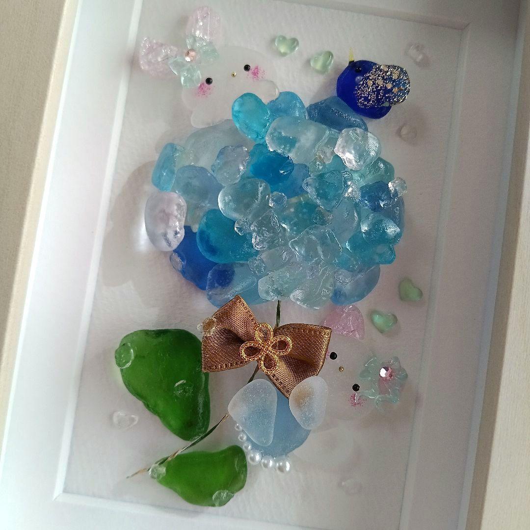 シーグラスアート　♡紫陽花のお花で夢飛行BIG♡