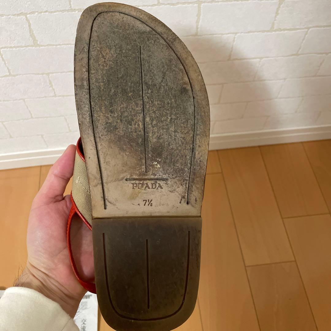 正規品　PRADA プラダ　レザー ストラップ サンダル 7.5 7 1/2