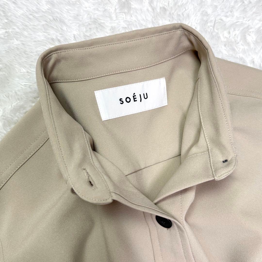 SOEJU　ソージュ　ソフトオックスシャツワンピース　S　ベージュ 長袖