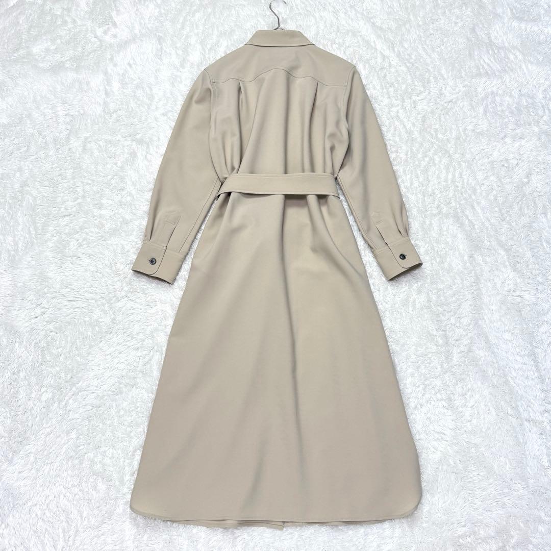 SOEJU　ソージュ　ソフトオックスシャツワンピース　S　ベージュ 長袖