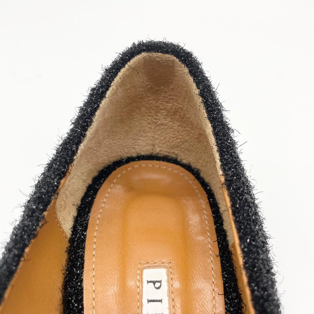 PIPPICHIC ピッピシック フラットシューズ ビジュー 黒 24.0cm