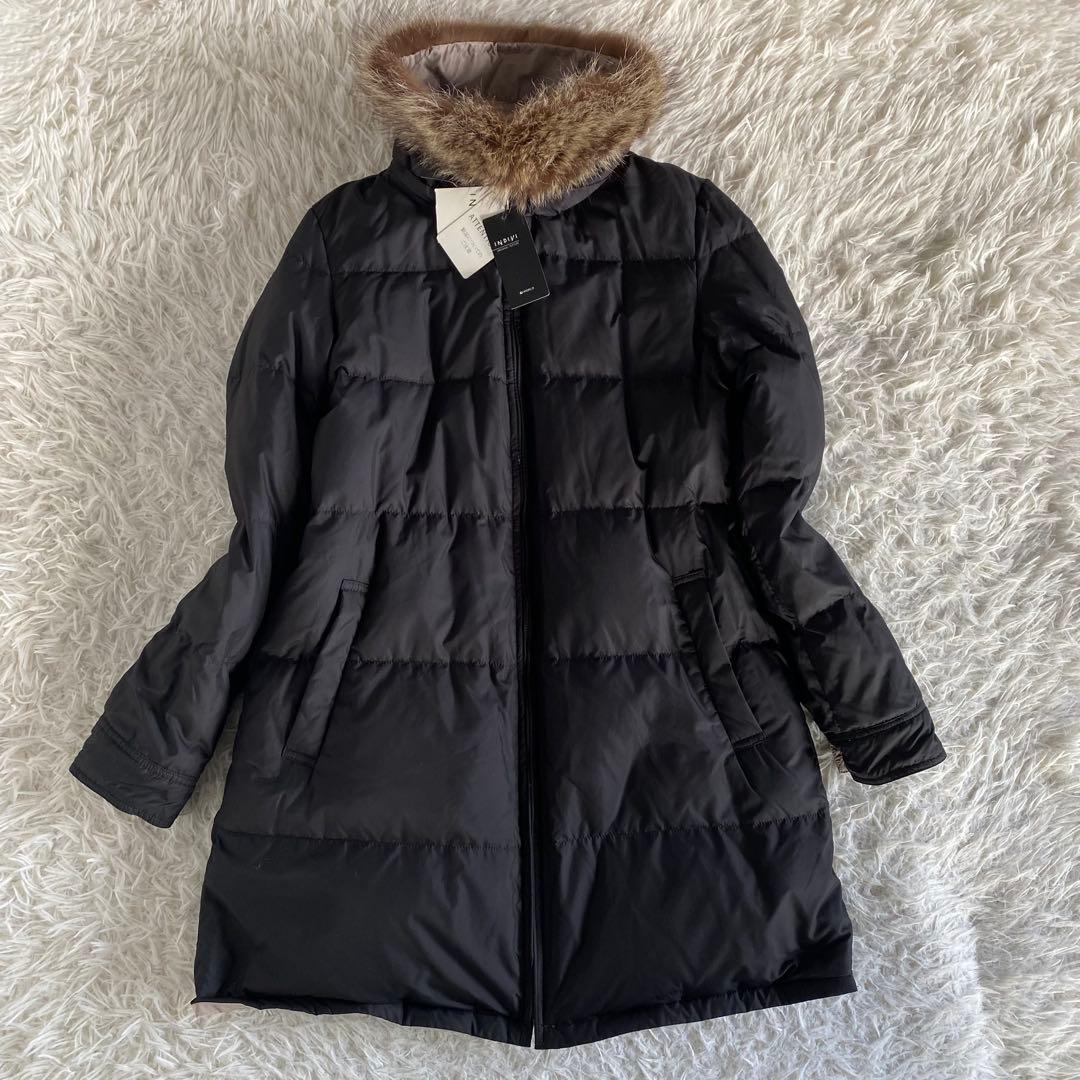 【未使用】インディビ　リバーシブルラクーンファーダウンコート　ファー取外可　L
