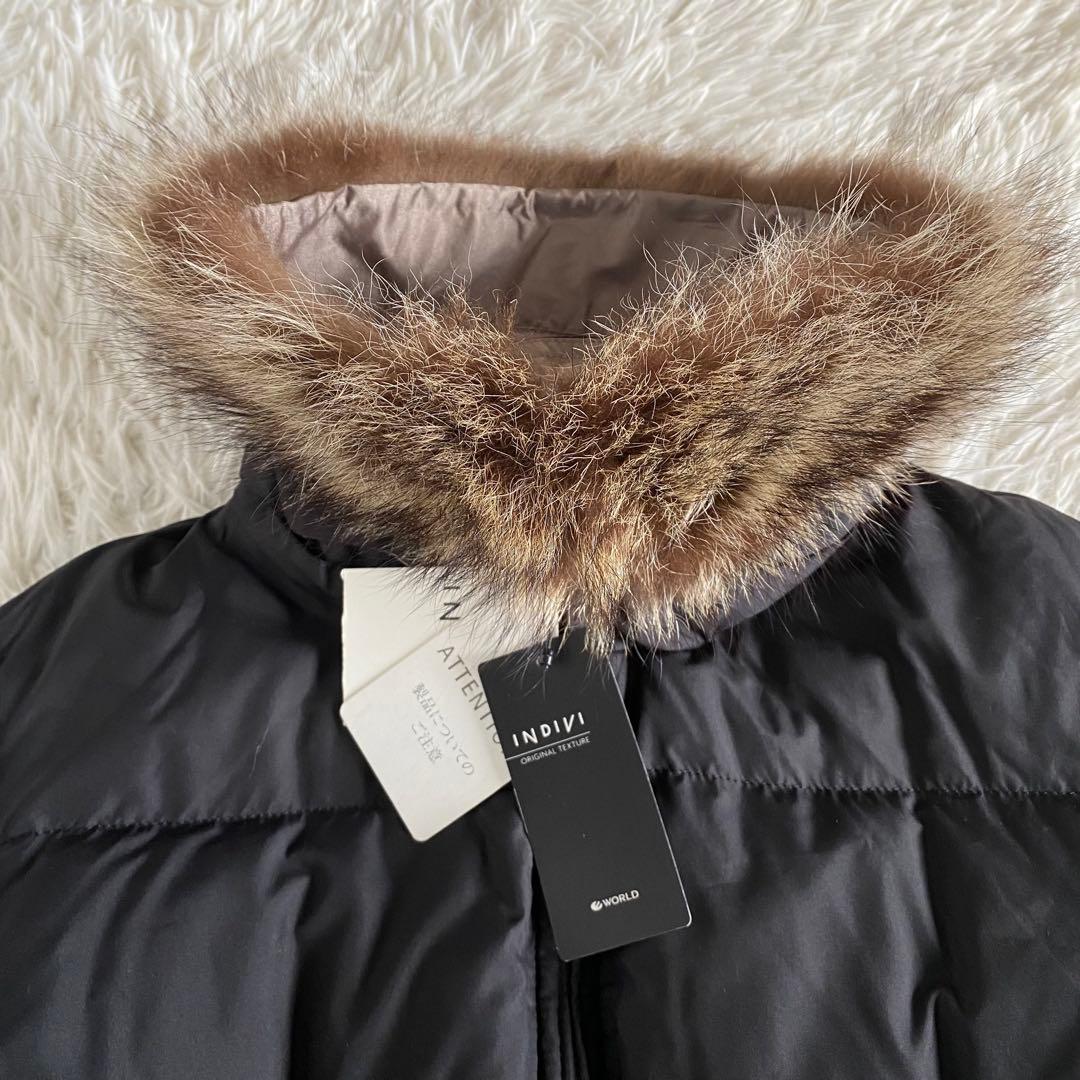 【未使用】インディビ　リバーシブルラクーンファーダウンコート　ファー取外可　L