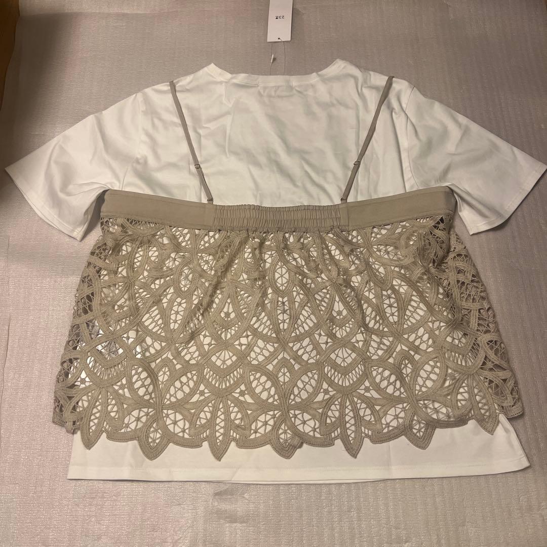 新品タグ付き！23区 レースキャミソール付き カットソー ホワイト
