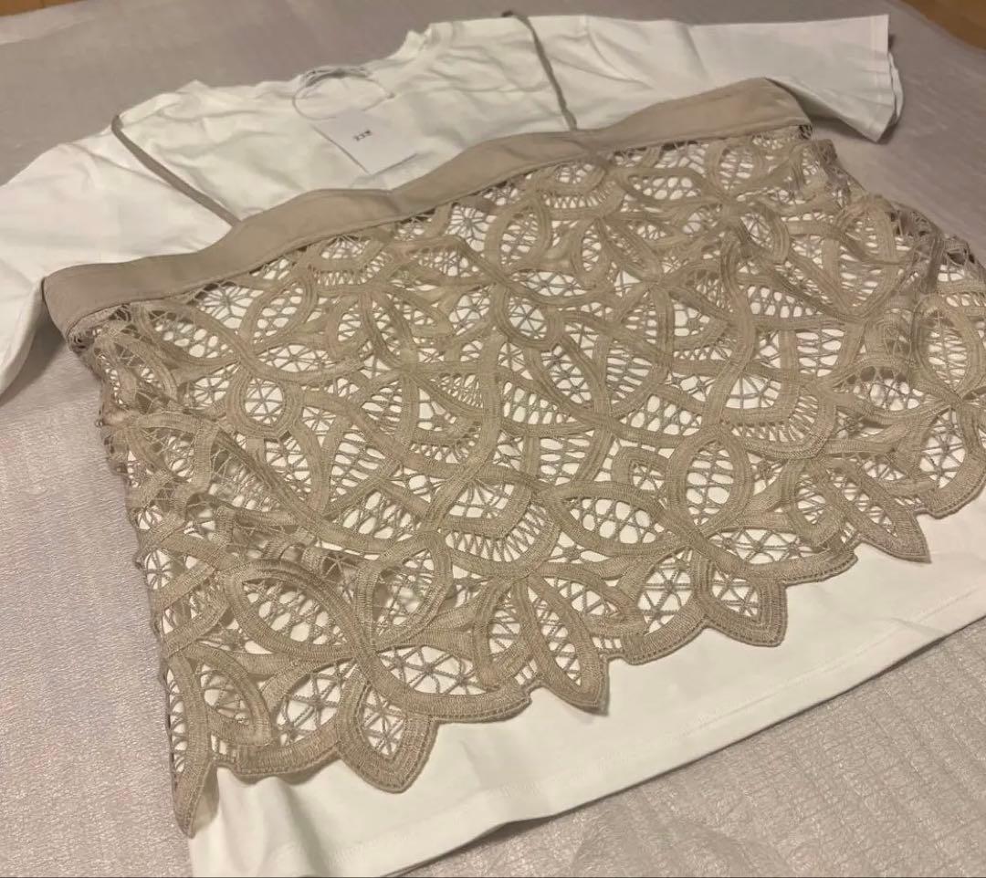 新品タグ付き！23区 レースキャミソール付き カットソー ホワイト