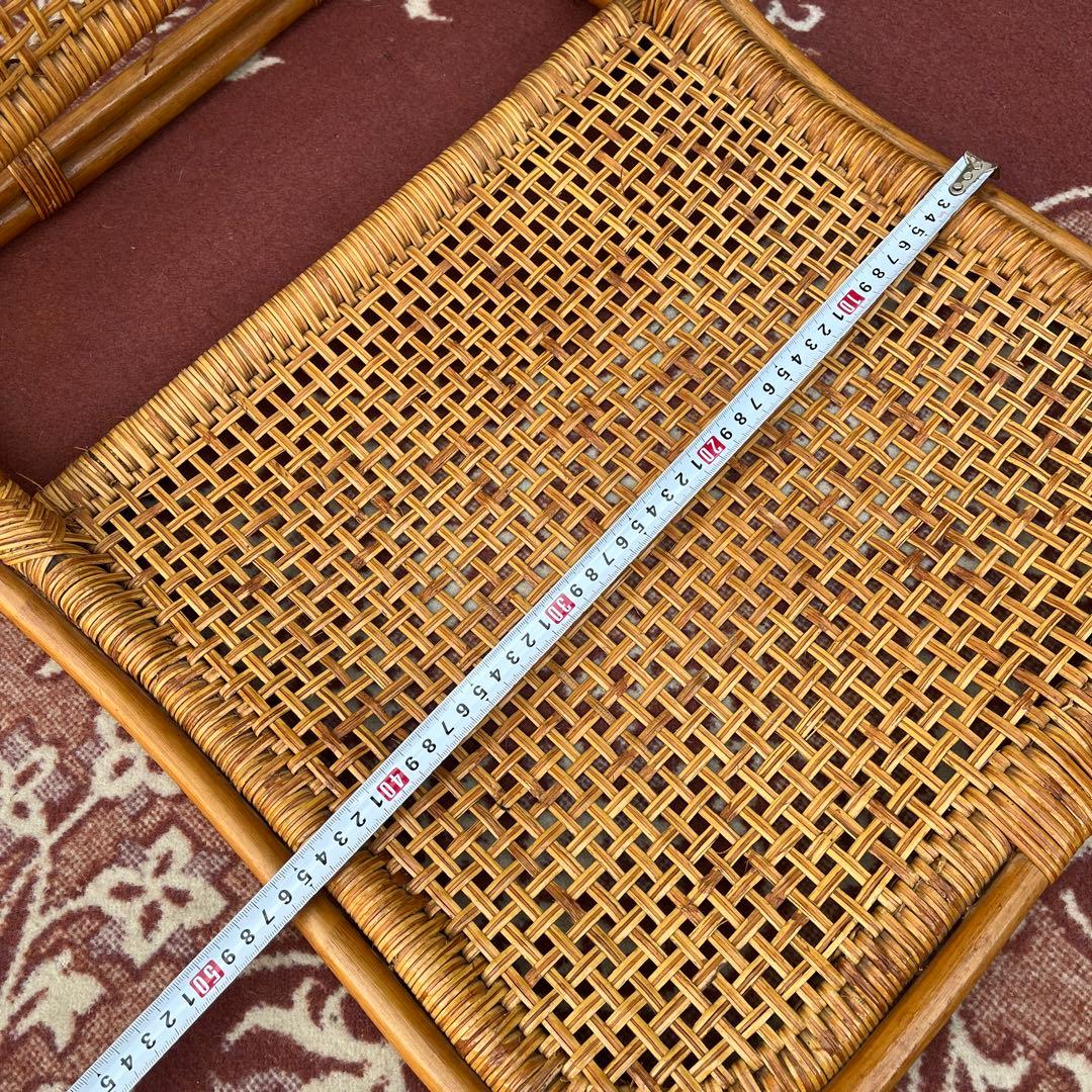 2点セットさ◾️古家具 ビンテージ品 籐ラタンフレーム 座椅子 ナチュラル天然素材