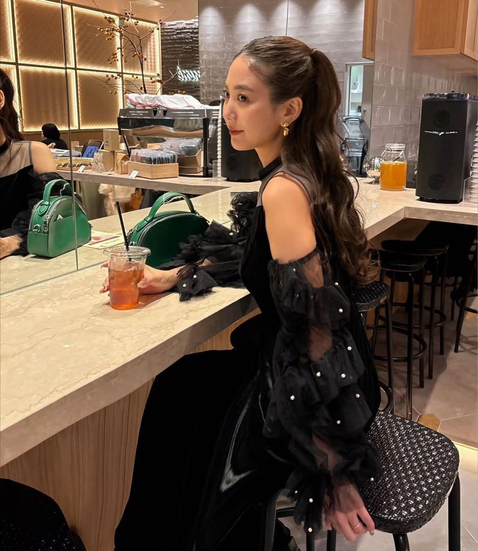 ANDRESED detached sleeve dress ブラックホワイトS