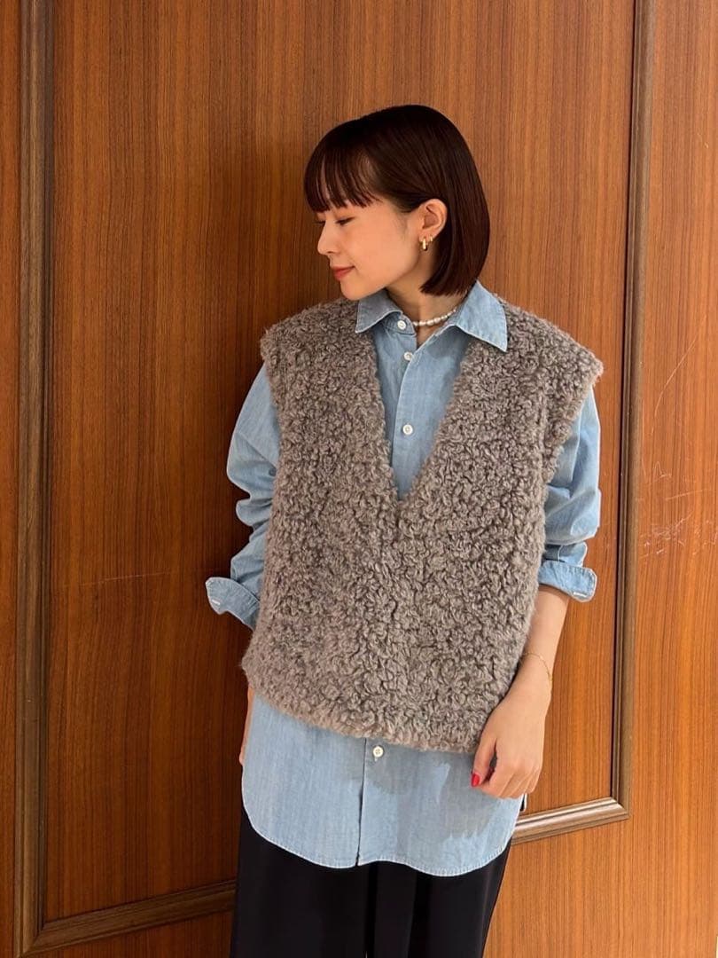 TOMORROWLAND Ballsey ミックスファー Vネックベスト