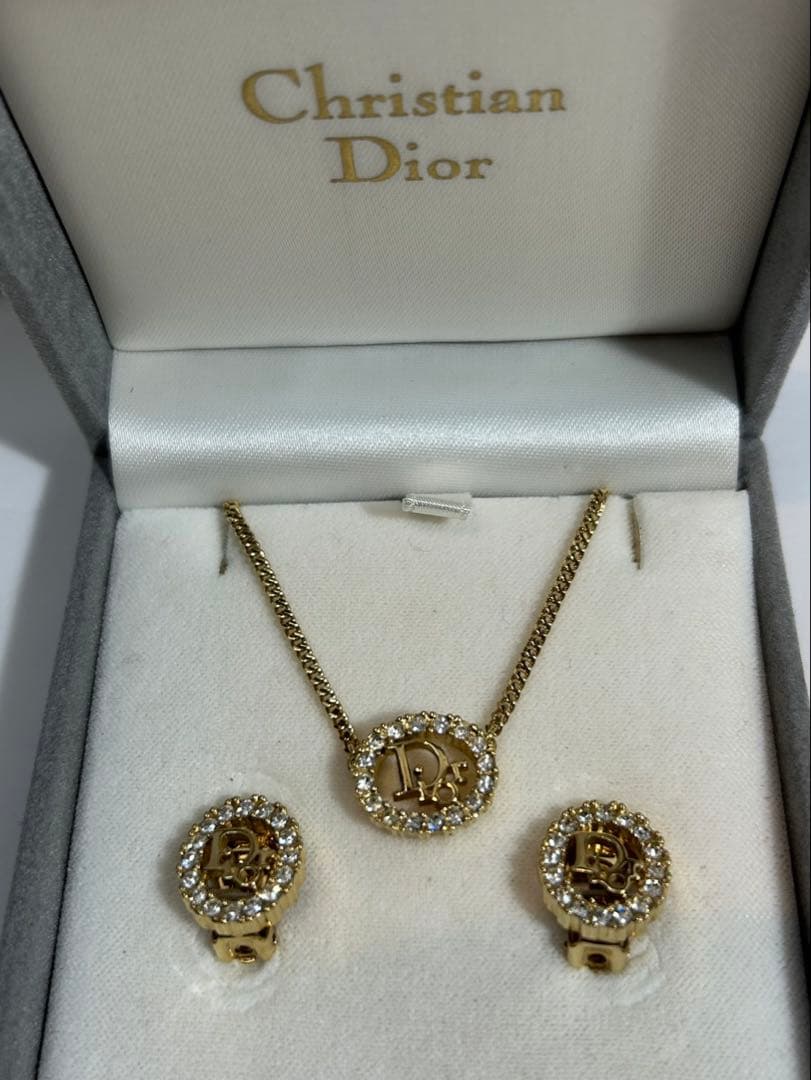 ★美品　ディオール　ロゴ ゴールドネックレス ヴィンテージ　イヤリングセット