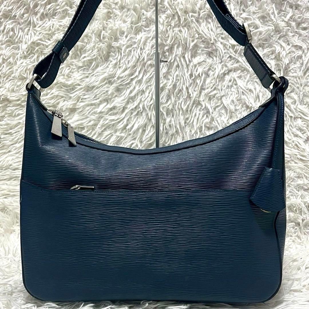 アニアリ ショルダーバッグ クロスボディ ブルー エピレザー 本革 チャーム付き