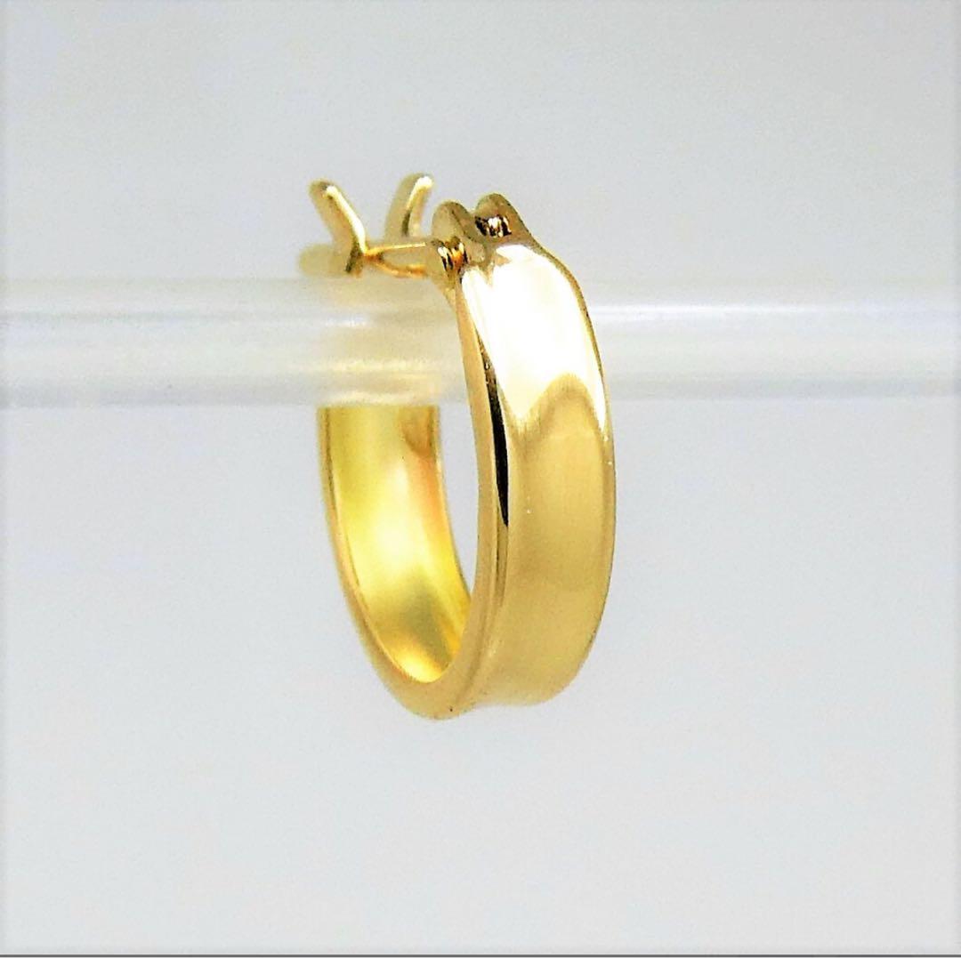 K18イエローゴールド フープピアス 2個セット 2mm×8mm