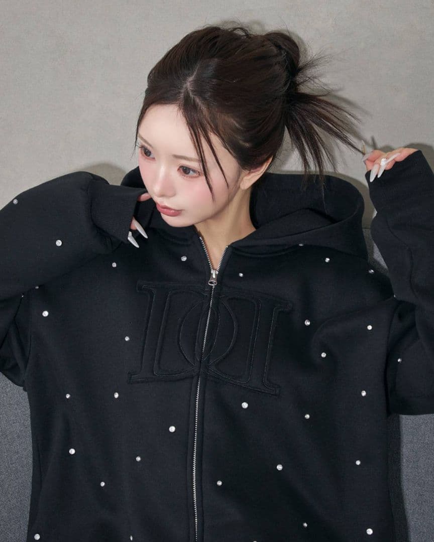 ダーリッチ DDロゴビジュージップパーカー ♡DD 黒