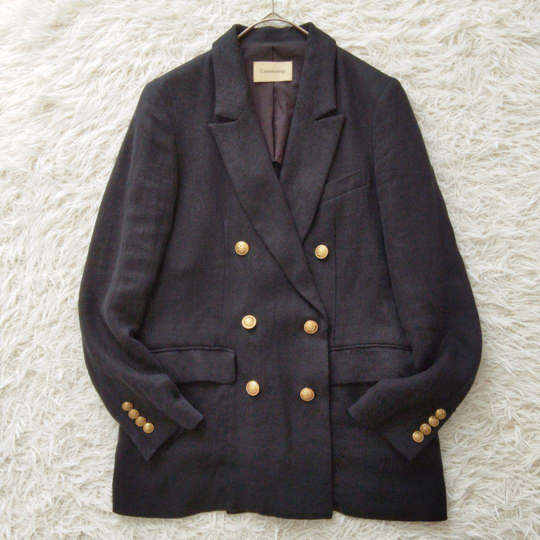 カレンソロジー リネンダブルジャケット 金ボタン ブレザー ブラック