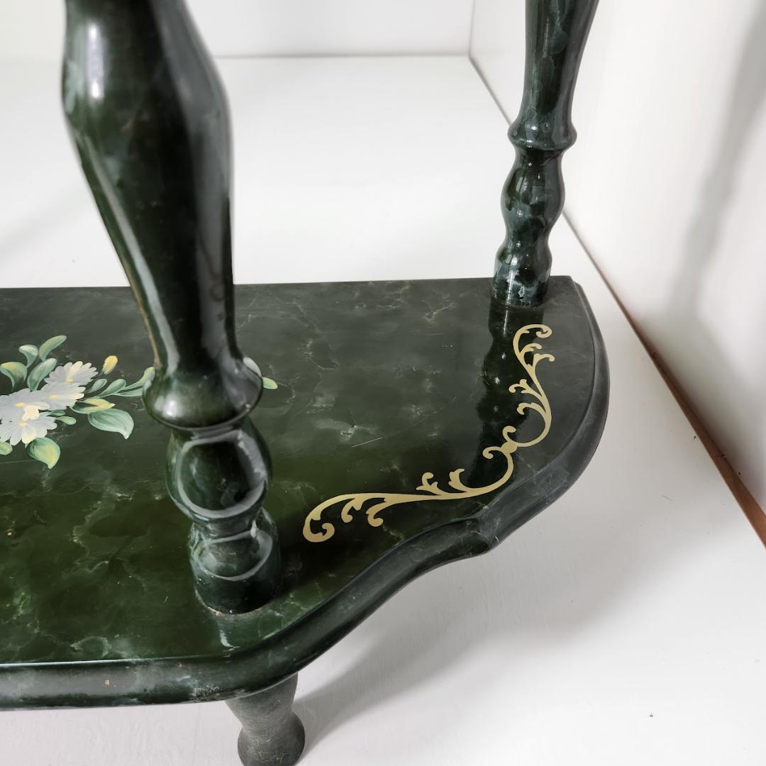 花柄ペイント アンティーク風コンソールテーブル 洋風クラシック家具