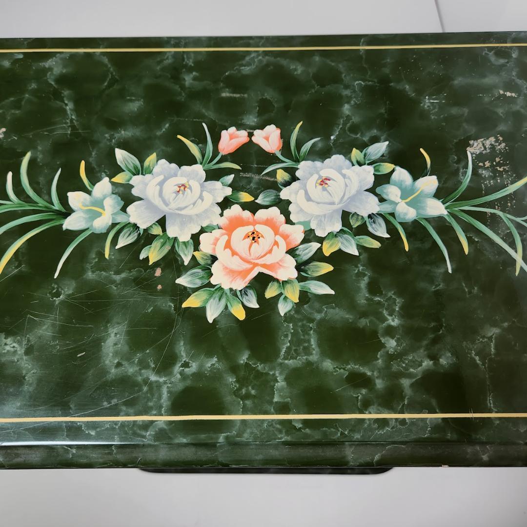 花柄ペイント アンティーク風コンソールテーブル 洋風クラシック家具