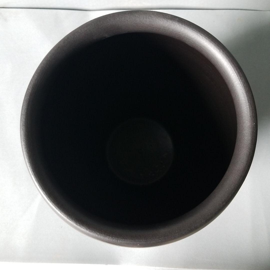 田舎のアジュマ お値引きしました⤵信楽焼　傘立て 黒口広 高さ３８cm