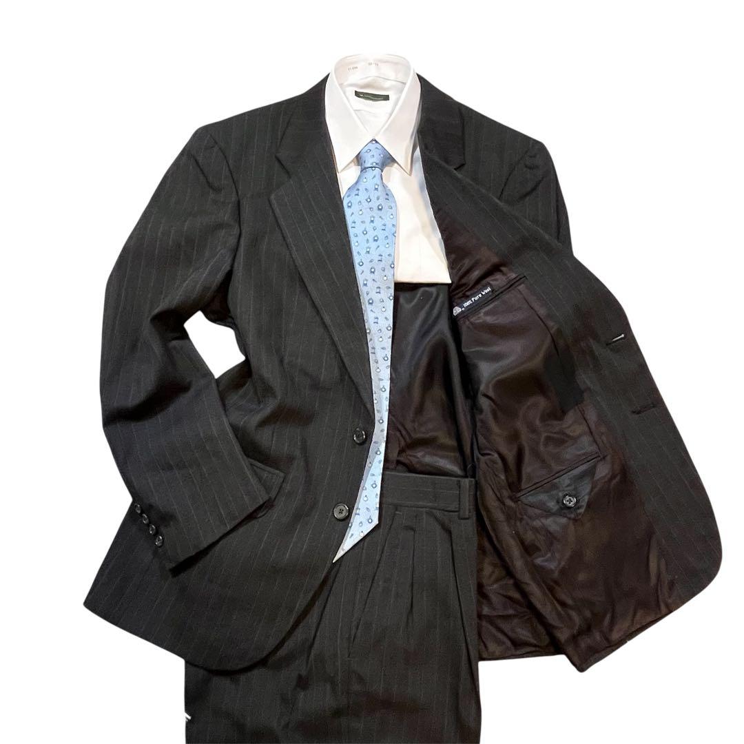 【極美品】バーバリーズ ストライプ ビジネススーツ アメリカ製 M グレー