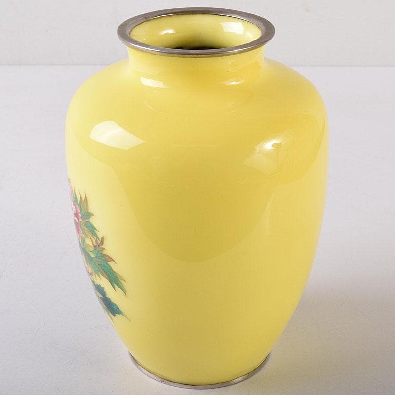 七宝焼　花文　花文瓶　箱付　M　R8156